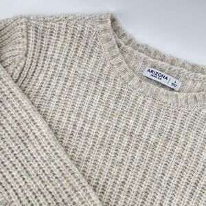 Arizona Jean Co Womens Cropped Monochrome Oat with Beige Ribbed Knit Sweater L